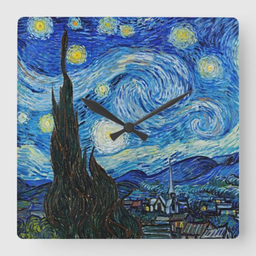 Vincent Van Goghs The Starry Night Serenity Square Wall Clock