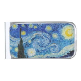 Vincent Van Gogh's The Starry Night Silver Finish Money Clip