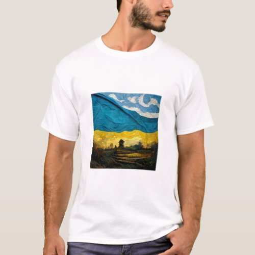 Vincent van Goghs Ukrainian Flag Mens Basic T_Sh T_Shirt