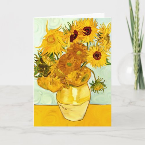 Vincent Van Goghs Yellow Sunflower Painting 1888 Card