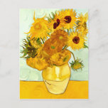 Vincent Van Gogh's Yellow Sunflower Painting 1888 Postcard<br><div class="desc">This is a Prawny version of Vincent Van Gogh’s famous sunflower painting. This version was painted in 1888 and has twelve flowers. Vincent painted several other sunflower pieces. I have made the colours more vibrant and added extra swirls which Vincent liked to incorporate into his paintings.</div>