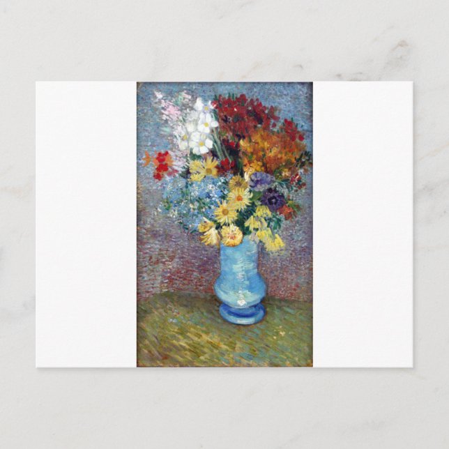 Vincent Willem van Gogh - Flowers in a blue vase Postcard (Front)