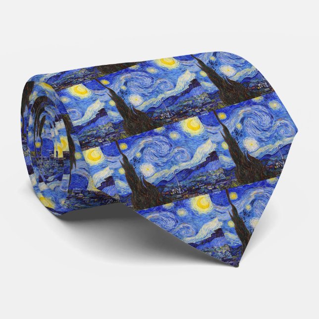 Vincent Willem van Gogh , "Starry Night" Neck Tie (Rolled)
