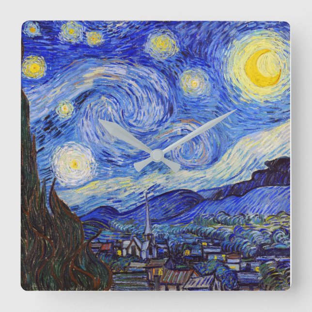 Vincent Willem van Gogh , “ Starry Night ” Square Wall Clock