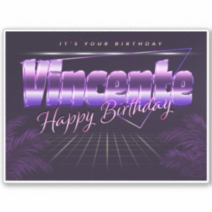 Vincente Name First Name Retro Sticker Birthday