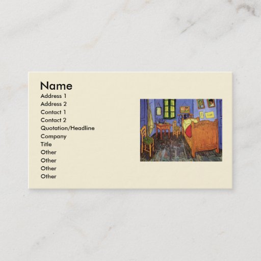 Customizable Van Gogh; Vincent's Bedroom in Arles, Vintage Art Business Card Template