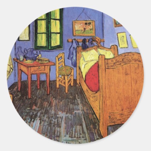Vincents Bedroom in Arles by Vincent van Gogh Classic Round Sticker