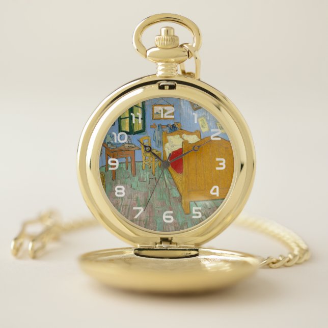 Vincent's Bedroom in Arles by Vincent van Gogh Pocket Watch (Inside)