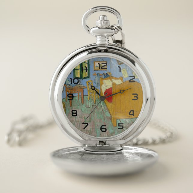 Vincent's Bedroom in Arles by Vincent van Gogh Pocket Watch (Inside)