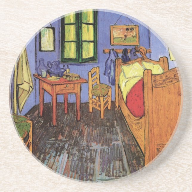 Vincent's Bedroom in Arles by Vincent van Gogh Sandstone Coaster (Front)