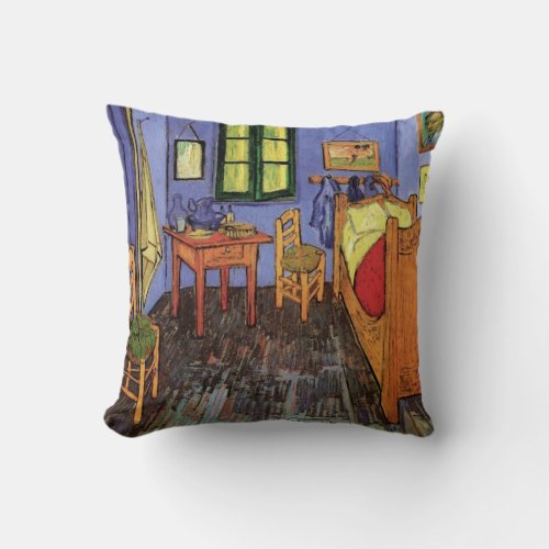 Vincents Bedroom in Arles by Vincent van Gogh Throw Pillow