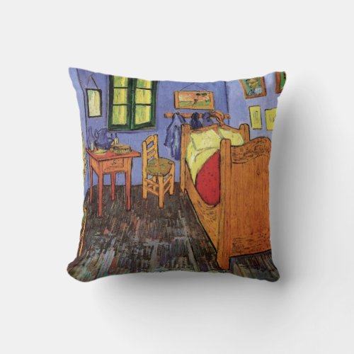 Vincents Bedroom in Arles by Vincent van Gogh Throw Pillow