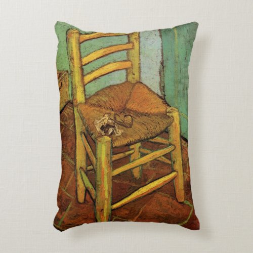 Vincents Chair with His Pipe by Vincent van Gogh  Accent Pillow