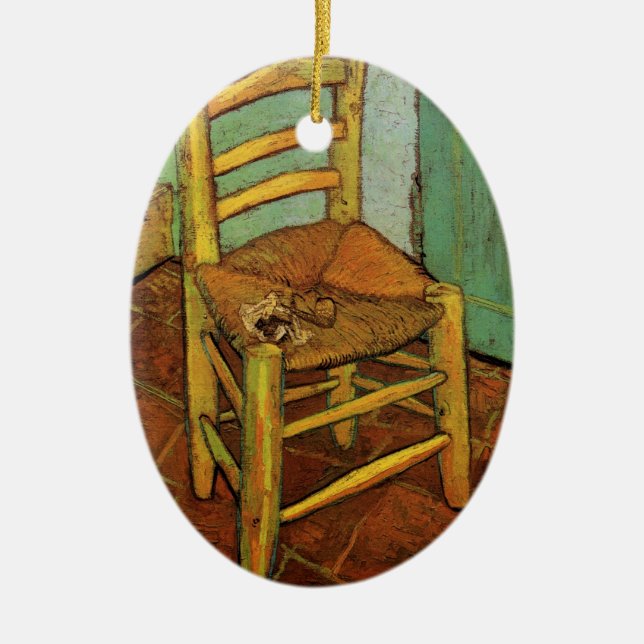Vincent's Chair with His Pipe by Vincent van Gogh Ceramic Ornament (Front)