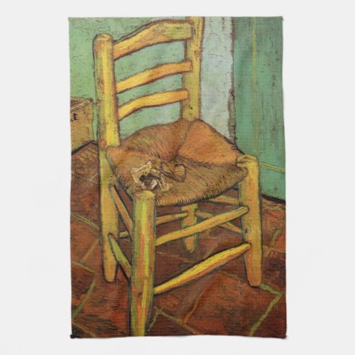 Vincents Chair with His Pipe by Vincent van Gogh Kitchen Towel