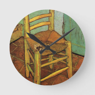 Vincent's Chair with His Pipe by Vincent van Gogh Round Clock