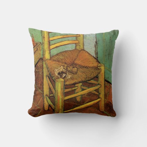 Vincents Chair with His Pipe by Vincent van Gogh Throw Pillow