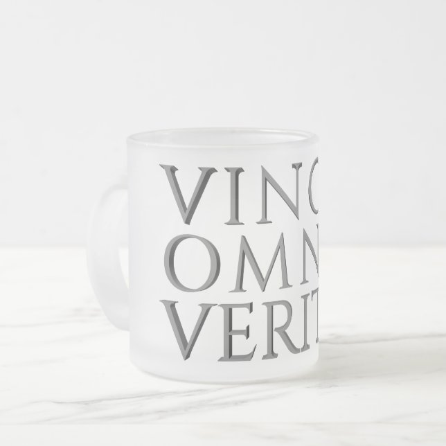 VINCIT OMNIA VERITAS - Light Frosted Glass Coffee  Frosted Glass Coffee Mug (Front Left)