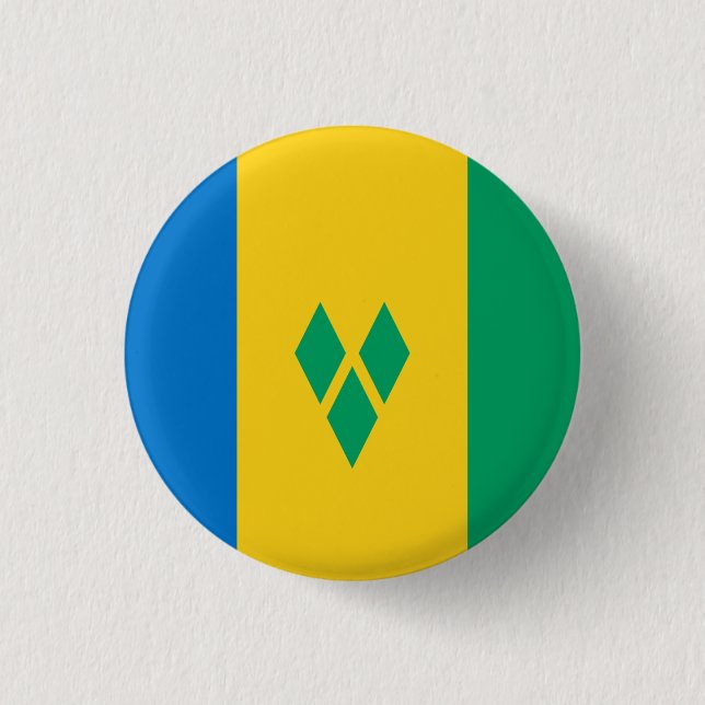Vincy Flag, Flag of Saint Vincent & the Grenadines Button (Front)