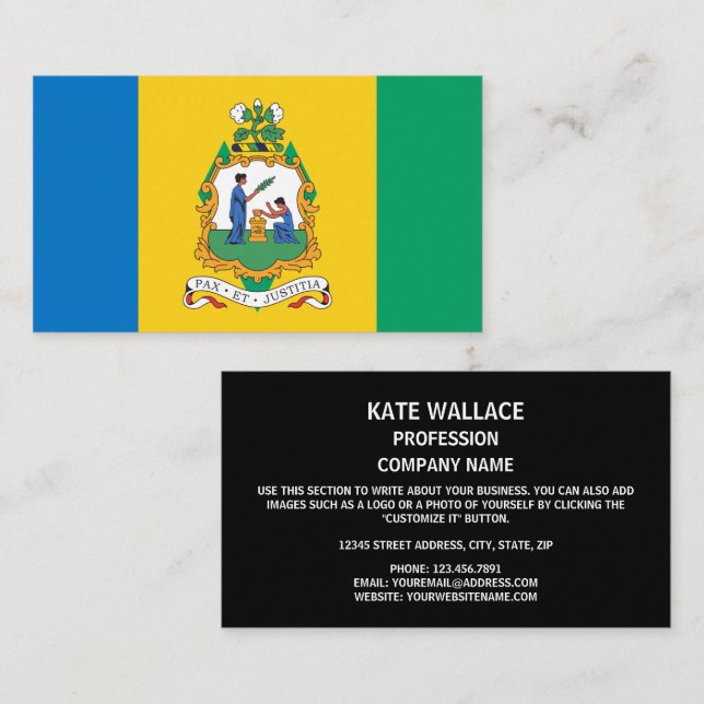 Vincy Flag & Seal, Saint Vincent & the Grenadines Business Card (Front/Back)
