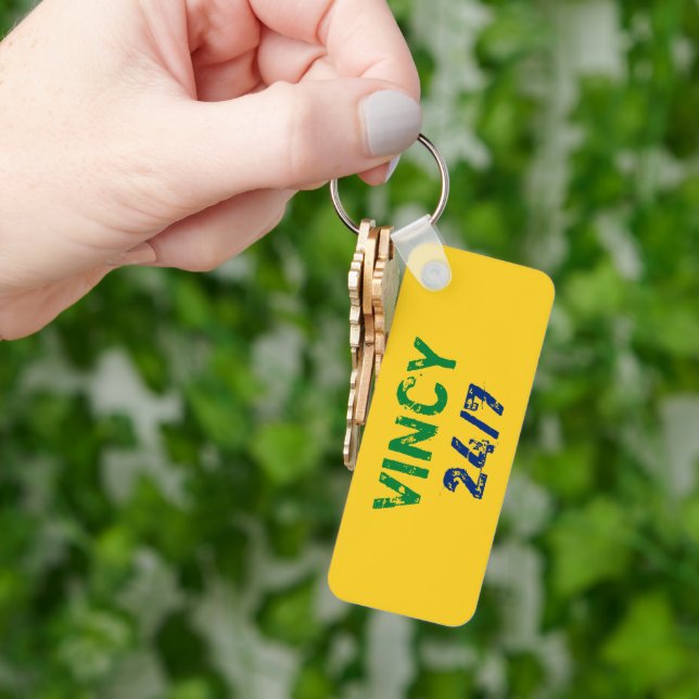 Vincy Simple Quote with Green and Blue Text Keychain (Hand)