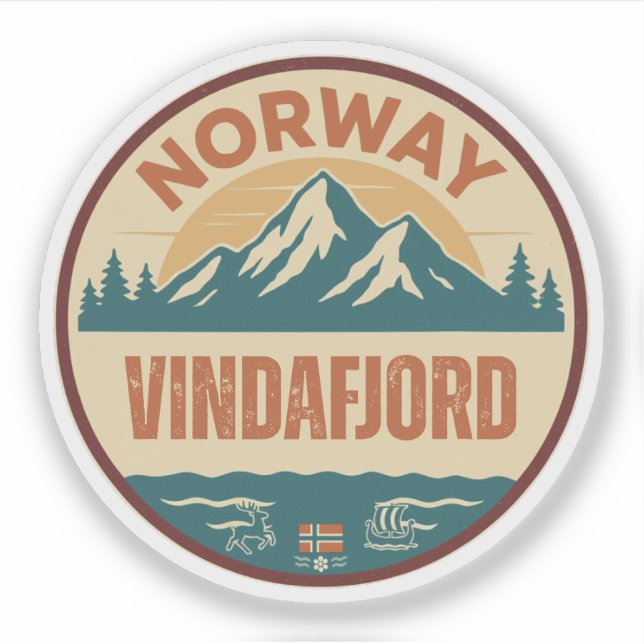 Vindafjord, Norge Norway Sticker (Front)