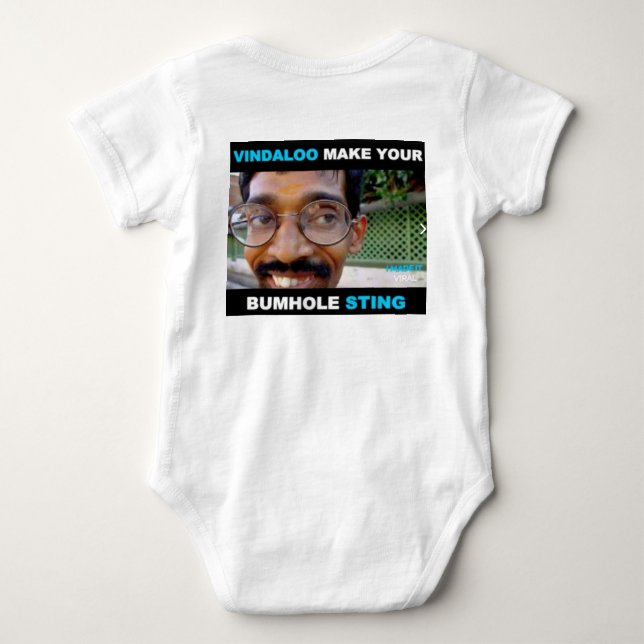 Vindaloo makes your bum hole sting babysuit baby bodysuit (Back)