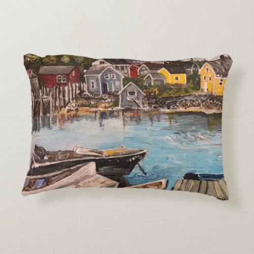 Vindelhaven Island Maine painting  Accent Pillow