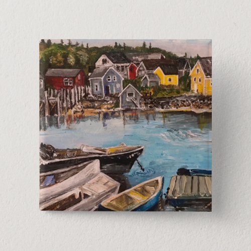 Vindelhaven Island Maine painting  Button