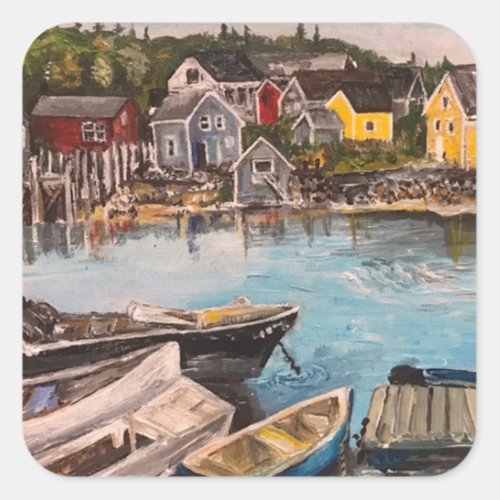 Vindelhaven Island Maine painting  Square Sticker