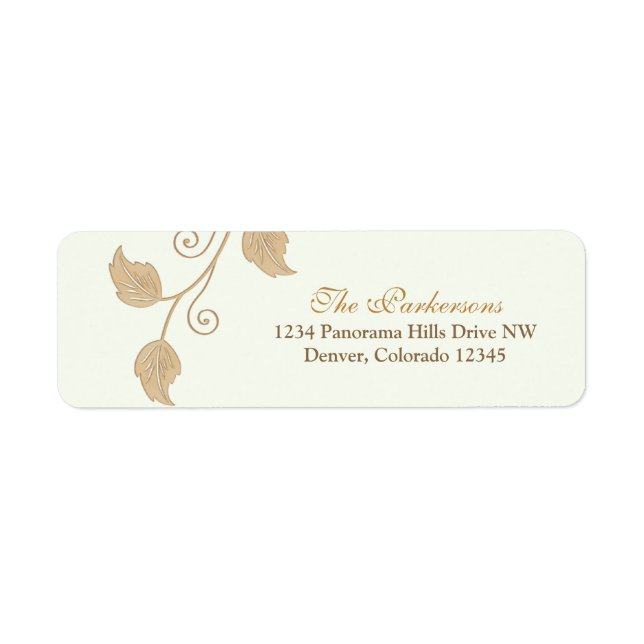 Vine and Leaves Wedding Return Address Labels (Front)