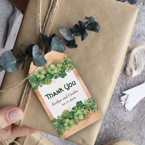 Vine and wood rustic St Patricks Day wedding Gift Tags