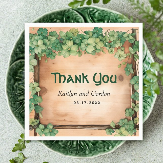 Vine and wood St Patricks Day rustic wedding Napkins (Creator Uploaded)