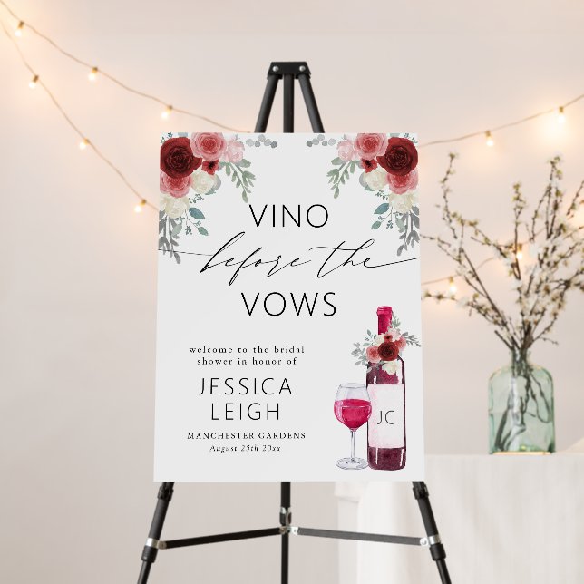 Vine Before The Vows Red Wine Bridal Shower Foam Board (In Situ (Stand))