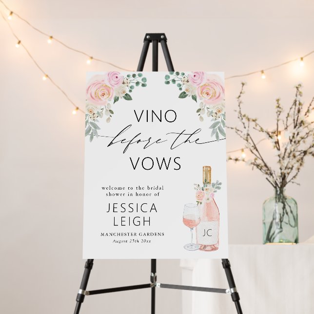 Vine Before The Vows Rose Wine Bridal Shower Foam Board (In Situ (Stand))
