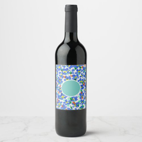 Vine bottle floral label 