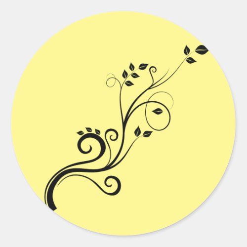 vine_branch_leaves_nature_trim classic round sticker