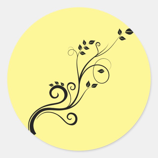 vine-branch-leaves-nature-trim classic round sticker (Front)