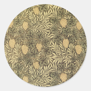 Vine by William Morris, Vintage Textile Patterns Classic Round Sticker