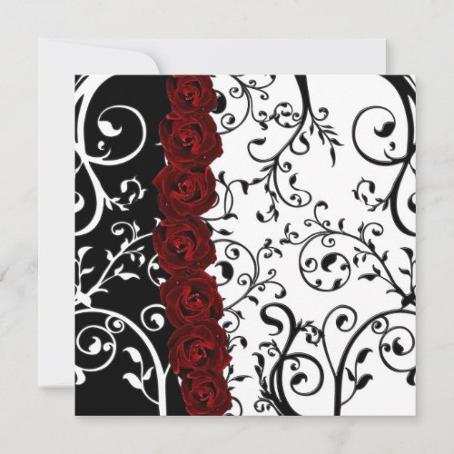 Vine Damask and Roses Goth Wedding Custom Invitation