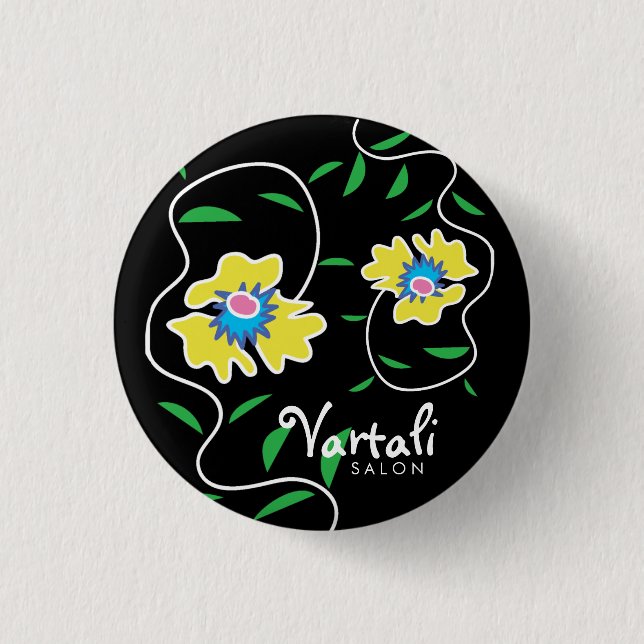 Vine Flower Vartali Round Button (Front)