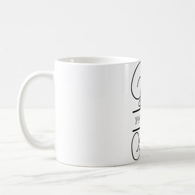 Vine Monogram Coffee Mug, Split Letter Monogram B Coffee Mug (Left)
