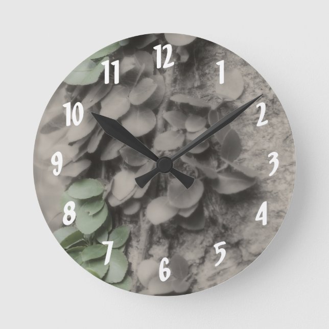 Vine On Tree In Black And White Nature Round Clock (Front)
