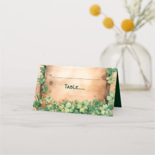Vine on wood St Patricks Day wedding escort Place Card