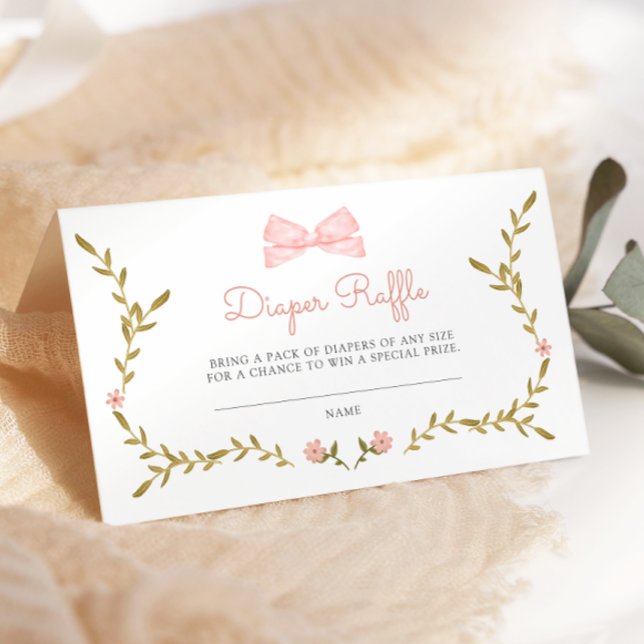 Vine & Pink Floral Baby Shower Diaper Raffle Enclosure Card (Creator Uploaded)