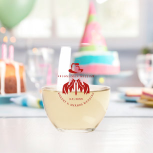 Vine Red Best Man Elegant Tuxedo  Wedding Stemless Wine Glass