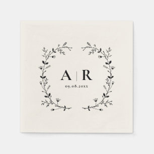 Vine Scroll Wedding Monogram, Couple's Initials Napkins
