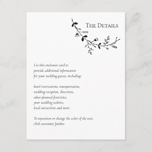 Vine Scroll Wedding Website RSVP the Details Enclosure Card