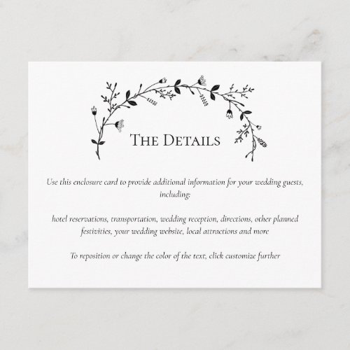 Vine Scroll Wedding Website RSVP the Details Enclosure Card