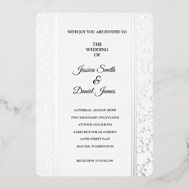 Vine Wedding  Foil Invitation (Front)